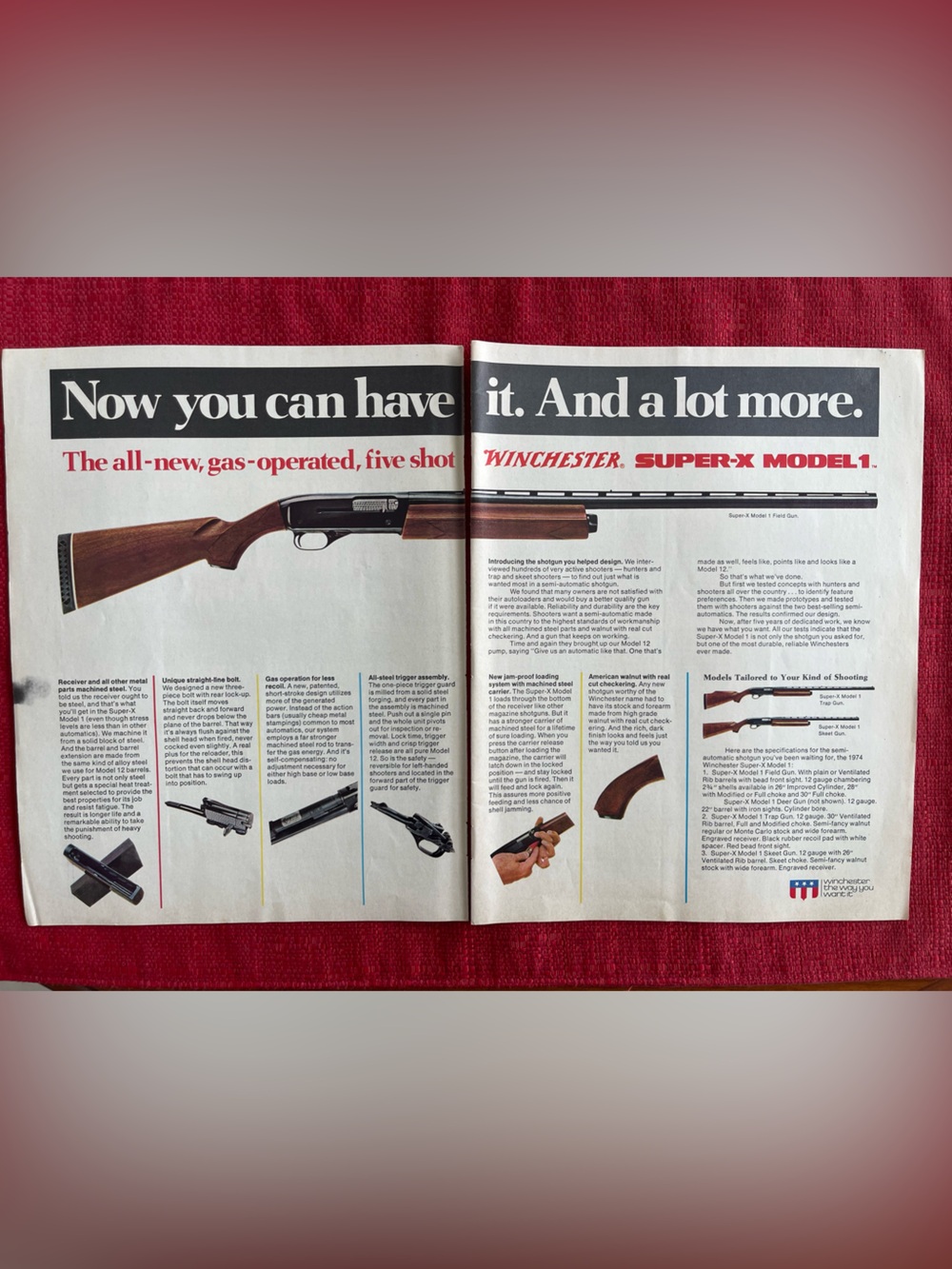 Vintage 1974 Winchester Super X Model 1 Print Ad